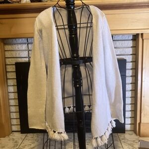 Autumn Cashmere Womens Open Cardigan Sweater Light Gray Size XS Tassles